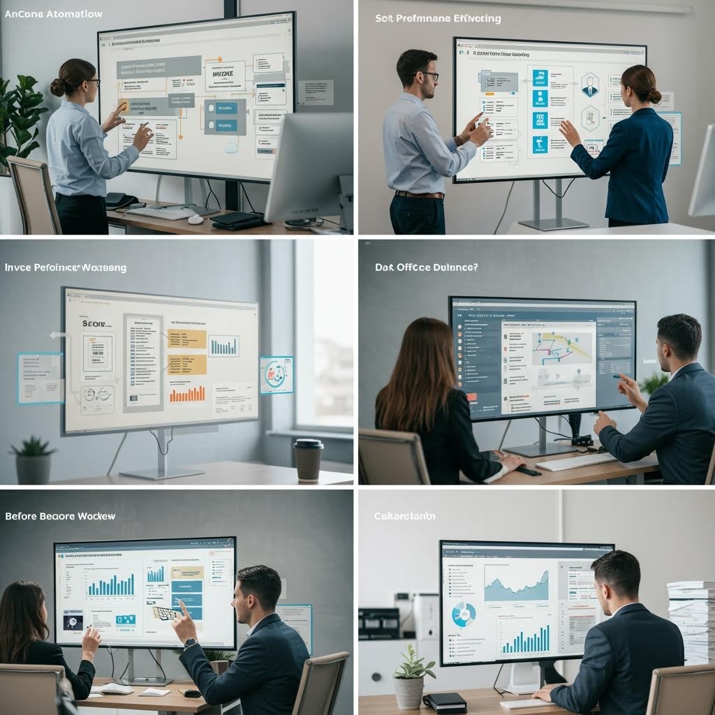 루믹스 비즈니스 프로세스 개선 전후 비교 대시보드 콜라주