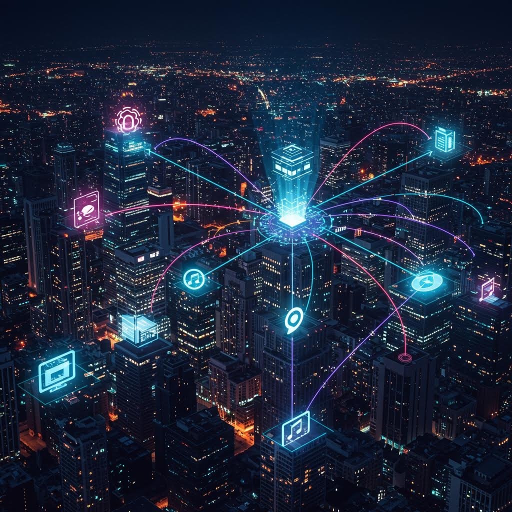 루믹스 스마트 시티 야경 데이터 네트워크 중앙 허브 연결