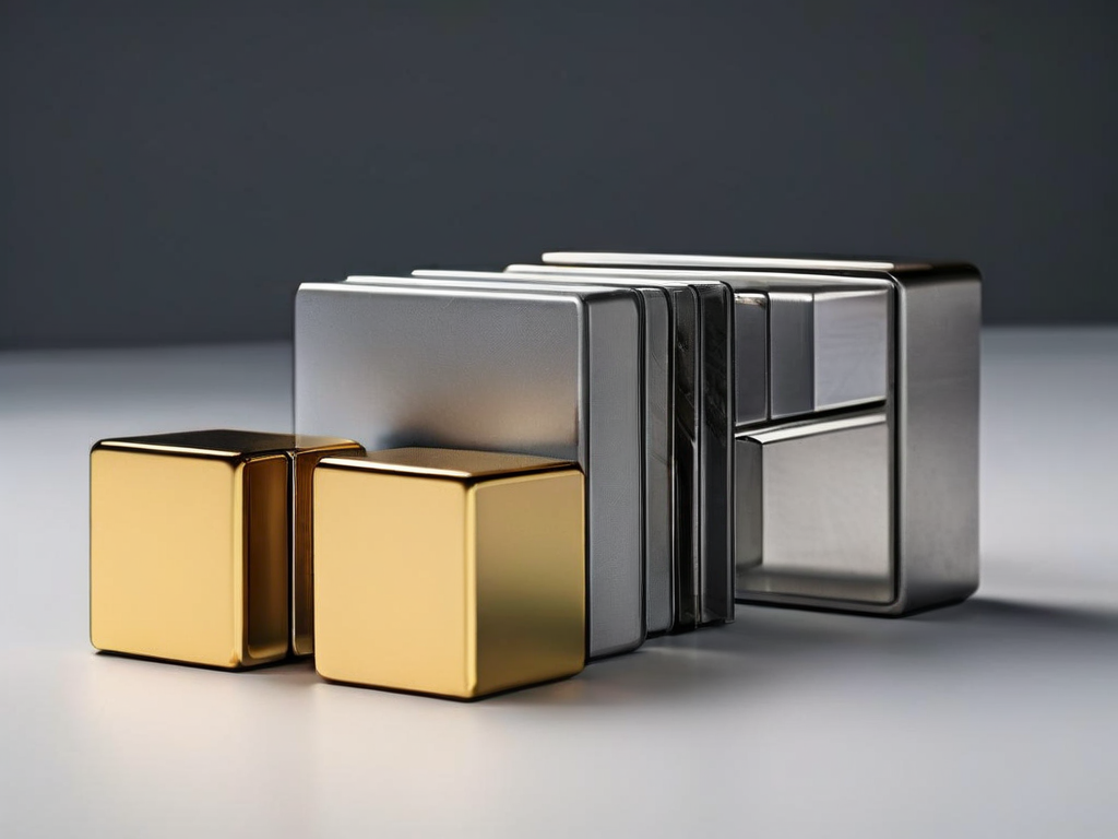 Compact storage blocks and blank divider cards on brushed metal surface, symbolizing organized removable sections for safe...